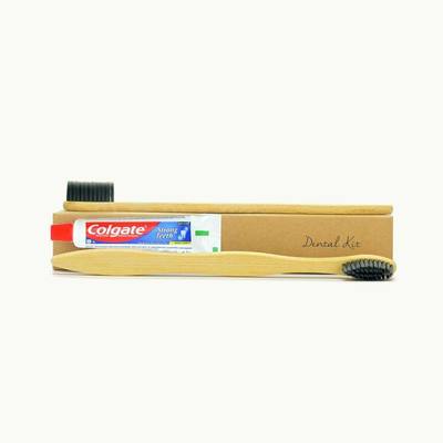 DENTAL KIT (bamboo brush, colgate paste)brown box