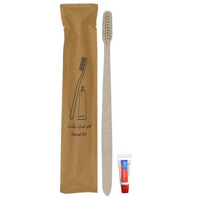 DENTAL KIT (wheat straw brush, colgate paste)brown box